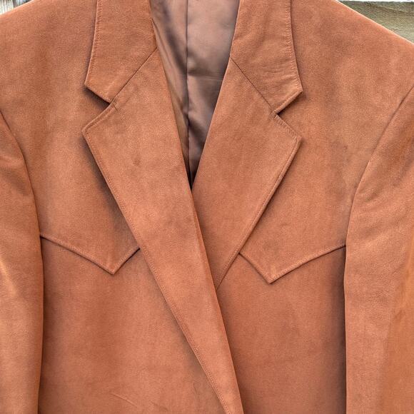Circle S Dallas Texas Western Brown Faux suede Mens Jacket Sport Coat Blazer 44L - Picture 3 of 8